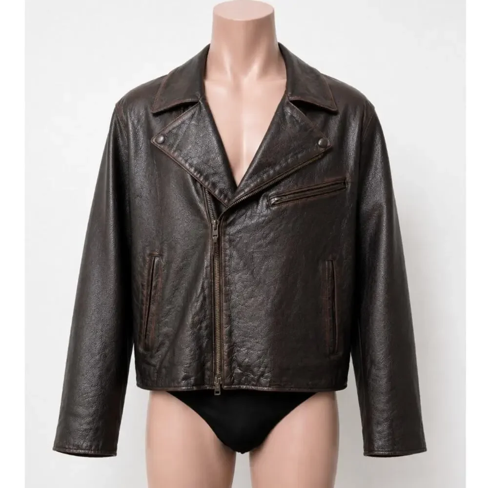 NWT Banana Republic Espresso Leather Moto Jacket Men L